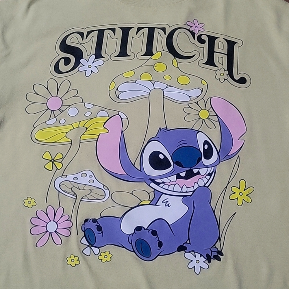 Disney Stitch yellow floral shirt womens size small